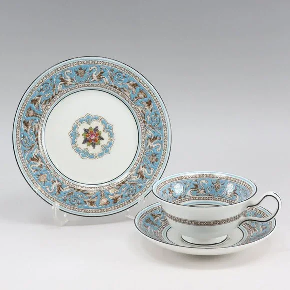Wedgwood Cup & saucer & plate Florentine turquoise Tableware Porcelain _ - Picture 7 of 7